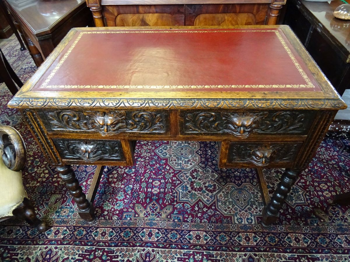 Mid Victorian oak writing desk